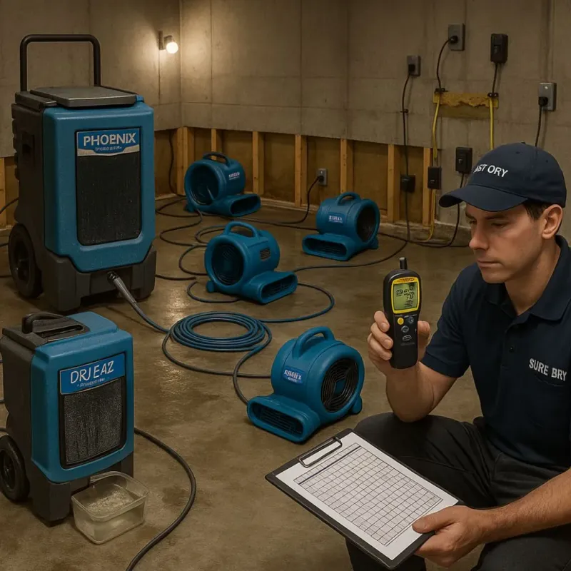 Structural Drying and Dehumidification process in Wyandotte, MI